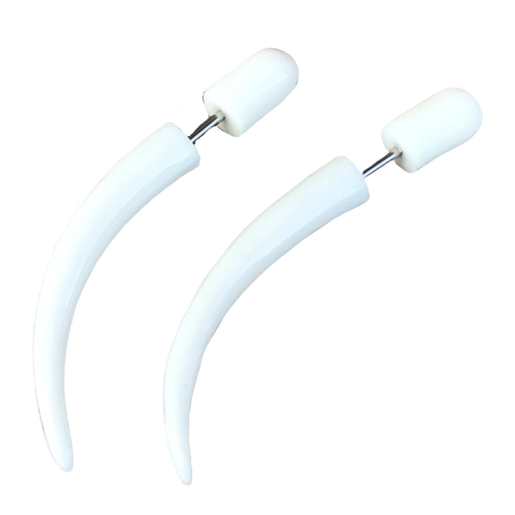 Fake Taper Gothic Earrings White Illusion Plug Lightweight Alternative Gauge Jewelry