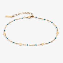 Load image into Gallery viewer, Turquoise Enameled Chain Coin Station Anklet