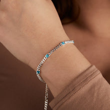 Load image into Gallery viewer, December Birthstone Blue Zircon Curb Chain Bracelet