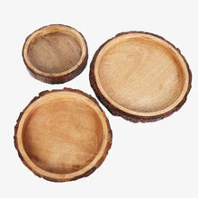 Load image into Gallery viewer, Bois Set of 3 Wood Bark Nut Bowls