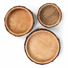 Load image into Gallery viewer, Bois Set of 3 Wood Bark Nut Bowls