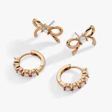 Load image into Gallery viewer, Bow Studs and Pearl Hoop Coquette Earring Set of 2