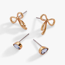 Load image into Gallery viewer, Bow &amp; Teardrop Stud Earring Set