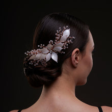 Load image into Gallery viewer, Handcrafted Rose Gold Bridal Hair Comb with Crystal Beads and Silver-Plated Wire - Elegant Wedding Hair Accessories for Brides and Bridesmaids