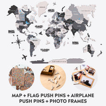 Load image into Gallery viewer, Bundle: Colored Map, Photo Frames, Flags and Airplanes Pins
