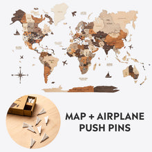 Load image into Gallery viewer, Bundle: Wooden Map and Airplanes Pins