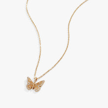 Load image into Gallery viewer, Butterfly + Crystal Necklace, Adjustable