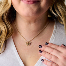Load image into Gallery viewer, Butterfly + Crystal Necklace, Adjustable