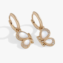 Load image into Gallery viewer, Butterfly Mother of Pearl Huggie Hoop Earrings