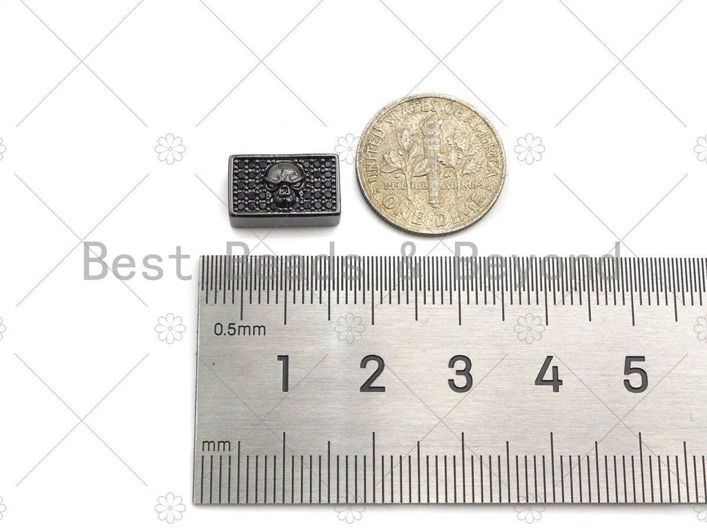 Black CZ Large Hole Embossment Spider Man Head Spacer Micro Pave Beads, CZ Cuboid Spacer Beads, Men's Bracelet Findings,13x8mm, SKU#LD12