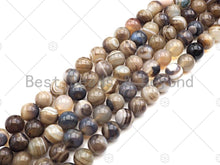 Load image into Gallery viewer, High Quality Natural Grey Banded Agate Smooth Beads, 6mm/8mm/10mm/12mm Brown Gemstone Beads, Agate Beads, 15.5'' Full Strand, SKU#UA217