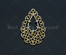 Load image into Gallery viewer, Filigree Gold Lacy Charm, Teardrop/heart/oval/Quatrefoil Brushed Gold Twisted Wire Charm Pendants for Earrings necklace making, sku#CP14