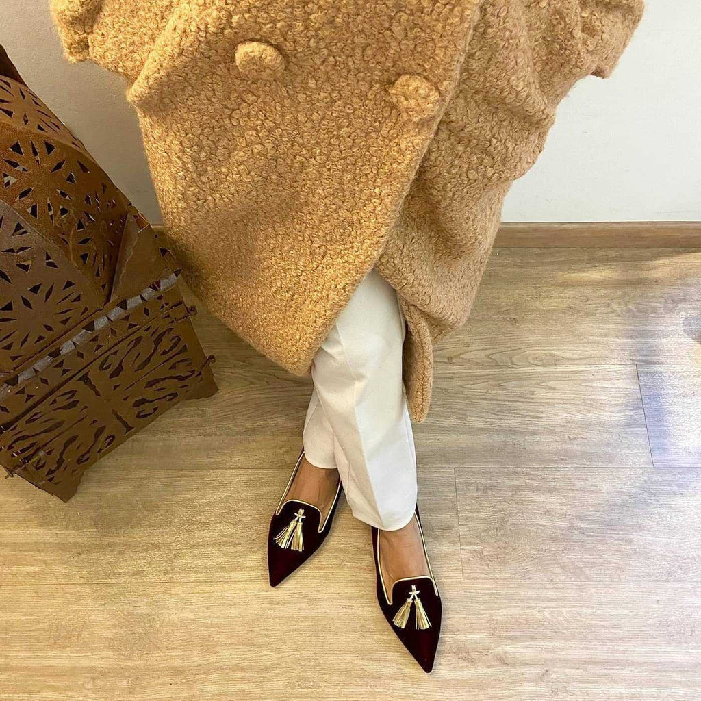 Women's Pointed Toe Tassel Flat Shoes | Low Heel Suede Casual Slip-On | Multi-Color