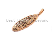 Load image into Gallery viewer, CZ Micro Pave Hollow Out  Long Oval Shaped Pendant/Charm, Cubic Zirconia Pendant Charm,15x46mm,sku#F913
