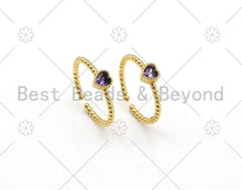 Load image into Gallery viewer, Violet CZ Heart Shape Adjustable Ring, Sku#X227