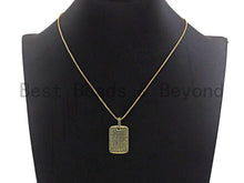Load image into Gallery viewer, Green CZ Micro Pave Rectangle Tag Pendant/Charm, Cubic Zirconia Pendant, Pave Dog Tag, 18x27mm, sku#X49