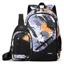 Load image into Gallery viewer, Men's Nylon Two-Piece Backpack &amp; Chest Bag Set – Multi-Pocket Travel Bag