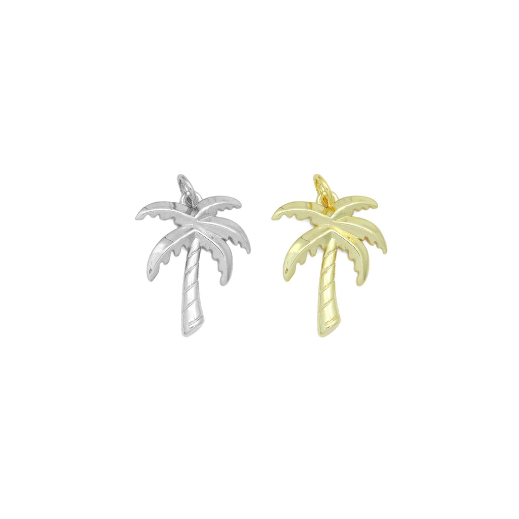 Gold Silver Coconut Palm Tree Charm Pendant, Sku#A486