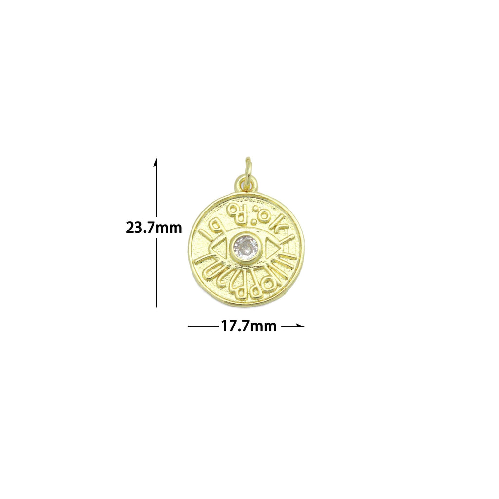 Gold Protection Evil Eye Coin Charm Pendant,Sku#LX865