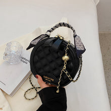 Load image into Gallery viewer, Small Round Embroidered Crossbody Bag for Women – Diamond Pattern PU Leather