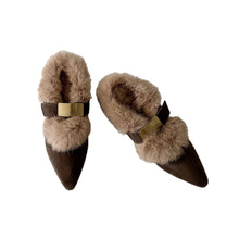 Load image into Gallery viewer, Women's Retro Slingback Furry Flat Shoes | Pointed Toe Buckle Plush Casual Shoes