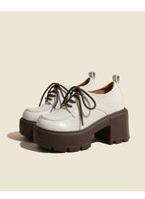 Load image into Gallery viewer, Chunky-Sole Lace-Up Loafers With Thick Chunky Heel | Women's Platform Shoes