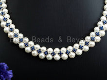 Load image into Gallery viewer, White Pearl Cubic Zirconia Necklace Bracelet Set, P18