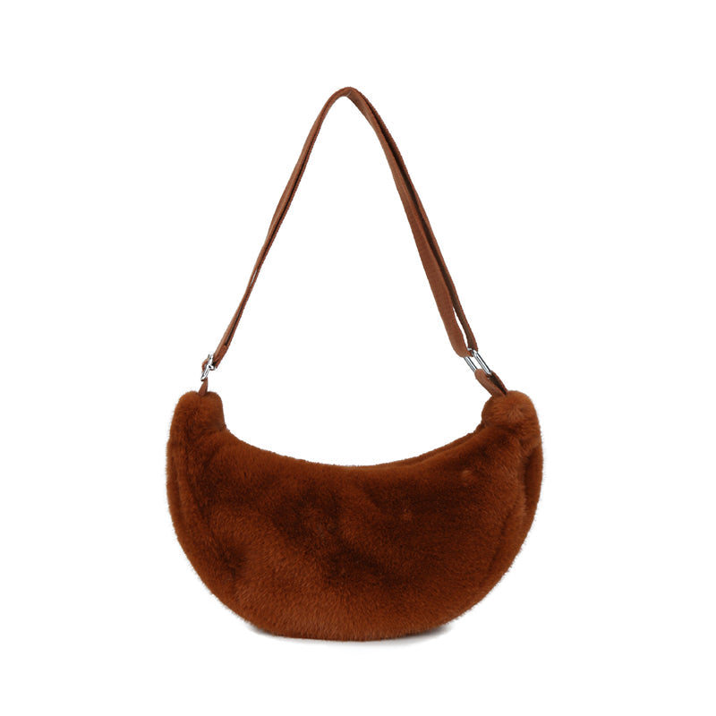 Women's Plush Crossbody Shoulder Tote Bag | Casual Lightweight Everyday Bag