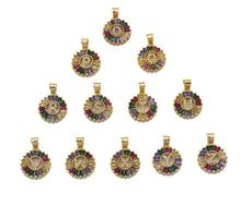 Load image into Gallery viewer, Colorful Baguette CZ initial Letters Round Charm, Sku#JL174