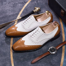 Load image into Gallery viewer, Men's Brogue Oxford Dress Shoes | Carved Wingtip Business Casual Leather Shoes