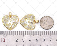 Load image into Gallery viewer, CZ Lightning Heart Charm, Sku#LK556