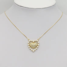 Load image into Gallery viewer, Gold CZ Pearl Edge Heart Pendant, Sku#LK883