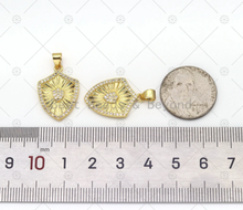 Load image into Gallery viewer, CZ Micro Pave Heart on Shield Shape Pendant, 18K Gold Filled Medallion Charm, Necklace Bracelet Charm,Sku#LK533