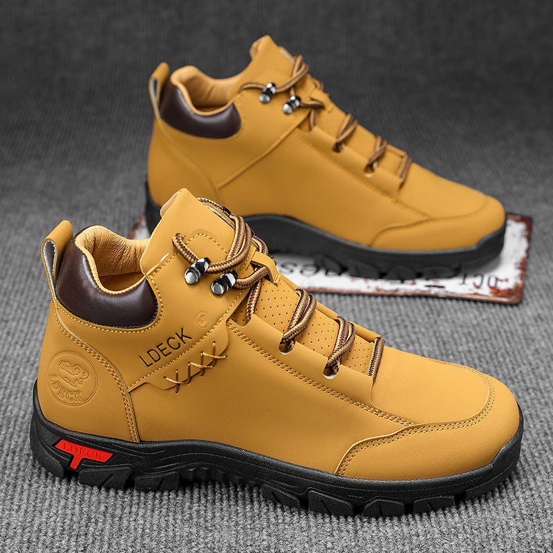 Men's All-Season Genuine Leather Work Shoes - Breathable Non-Slip Casual Boots