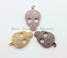 Load image into Gallery viewer, CZ Micro Pave Skull Charm Beads, Cubic Zirconia Charms, CZ Hollow Pendant for Bracelet/Necklace, Halloween Pave,18x31mm, sku#F41/F381/BY006