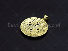 Load image into Gallery viewer, 18K Gold Black CZ Cross On Round Coin Shape Pendant, Gold Coin Charm, Cross Pave Pendant, Men's Jewerly Findings, 25mm, Sku#LK61