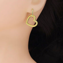 Load image into Gallery viewer, Gold Silver Dangle Heart Earrings, Sku#A276