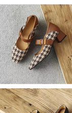 Load image into Gallery viewer, Retro Mary Jane Buckle Slip-On Heels for Women | 6cm Block Heel | Off-White &amp; Black