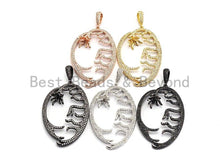 Load image into Gallery viewer, CZ Micro Pave Focal Hollow out Flower Leaf Pendant/Charm,Cubic Zirconia Paved Charm, Necklace Bracelet Charm Pendant, 33x51mm,sku#F855