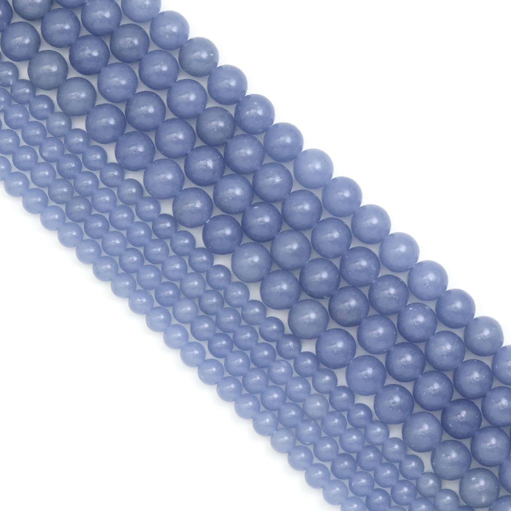 High Quality Blue Angelite Round Smooth Beads, Sku#U1895c
