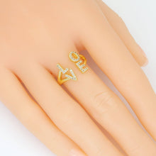 Load image into Gallery viewer, Clear CZ Gold Silver Love Adjustable Ring, Sku#A382