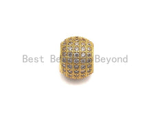 Load image into Gallery viewer, CZ Micro Pave Big Hole Spacer Beads, Large hole Spacer beads, Cubic Zirconia Spacer, Beads for Leather Cord,12mm/10mm, sku#X107
