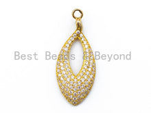 Load image into Gallery viewer, CZ Micro Pave Teardrop Go-Go Pendant, Cubic Zirconia Oval Leaf Pendant for Necklace Bracelet Earrings Making, 13x31mm,sku#B32