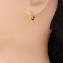Load image into Gallery viewer, Gold Silver Wheat Patten Small Hoop Earrings, Sku#A292