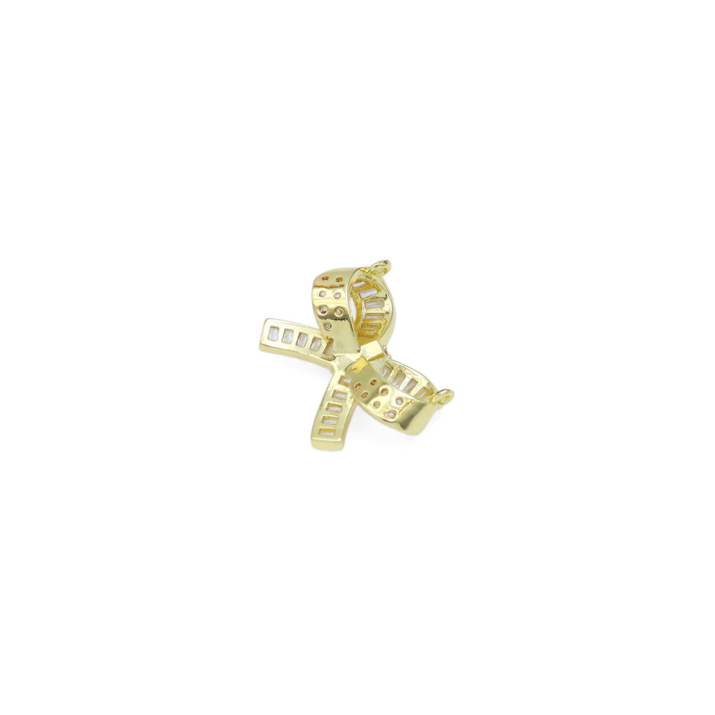 Baguette CZ Bowknot Connector Charm, Sku#LK919
