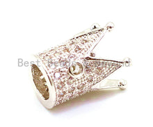 Load image into Gallery viewer, CZ Royal Crown Clear Micro Pave Beads, Cubic Zirconia Crown Spacer Beads, Pave Beads, 10x8mm, sku#G115