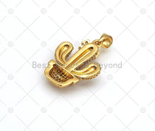 Load image into Gallery viewer, CZ Micro Pave Cactus Shape with Big CZ Flower Pendant,18K Gold Filled Cactus Charm, Necklace Bracelet Charm Pendant,17x23mm,Sku#LK465