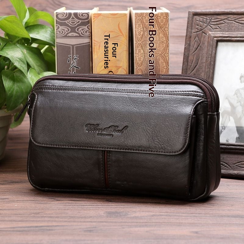Men's Genuine Leather Clutch Bag – Soft First-Layer Cowhide Business Wallet