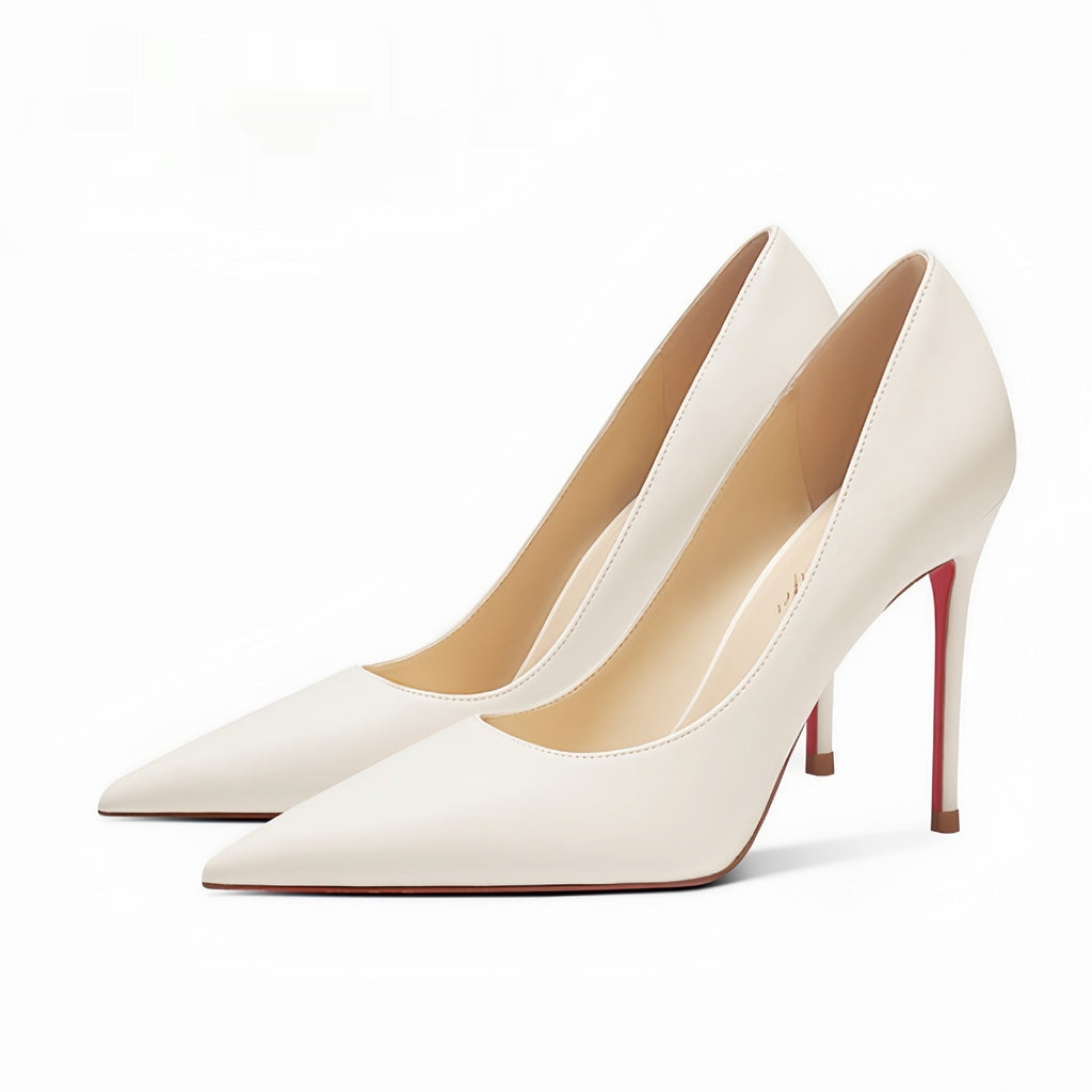 Women's Pointed-Toe Sheepskin Stiletto Pumps | Slip-On Leather Heels