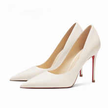 Load image into Gallery viewer, Women's Pointed-Toe Sheepskin Stiletto Pumps | Slip-On Leather Heels